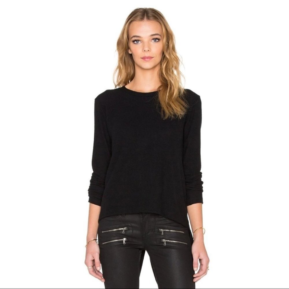 LNA Womens Sweater Open Split Back Slit Black Whimsigoth Athleisure loungewear